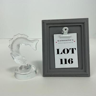 -116- LALIQUE | France Crystal Leaping Koi Fish Goujon Frosted Figure | Signed