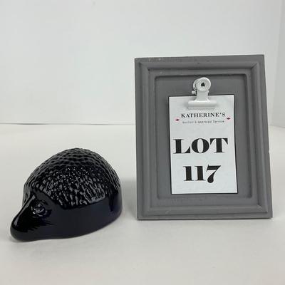 -117- VIKING | Hedgehog Cobalt Blue Paperweight | With Sticker
