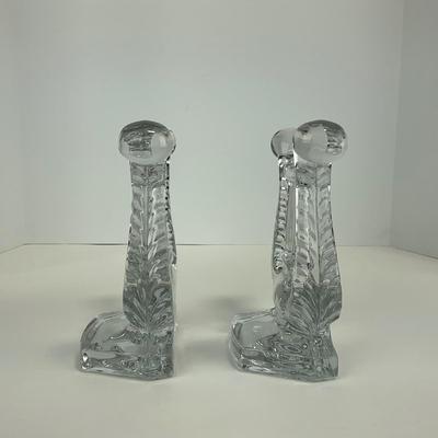 -121- FOSTORIA | Clear Glass Harp Lyre Bookends