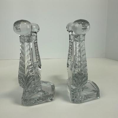 -121- FOSTORIA | Clear Glass Harp Lyre Bookends