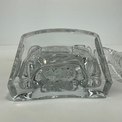 -121- FOSTORIA | Clear Glass Harp Lyre Bookends