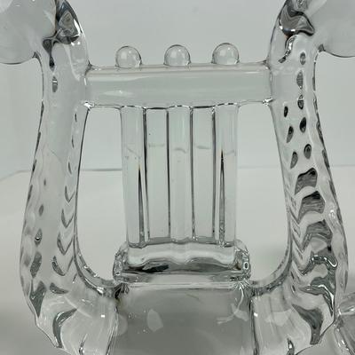 -121- FOSTORIA | Clear Glass Harp Lyre Bookends