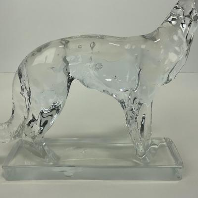 -122- NEW MARTINSVILLE | Clear Glass Crystal Wolfhound Dog Figure