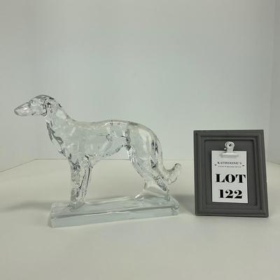 -122- NEW MARTINSVILLE | Clear Glass Crystal Wolfhound Dog Figure