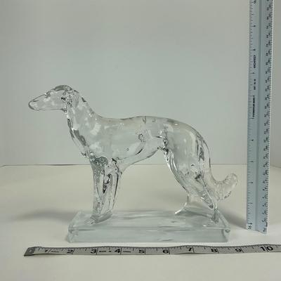 -122- NEW MARTINSVILLE | Clear Glass Crystal Wolfhound Dog Figure