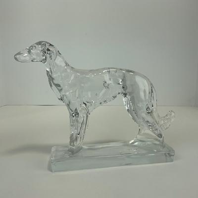 -122- NEW MARTINSVILLE | Clear Glass Crystal Wolfhound Dog Figure