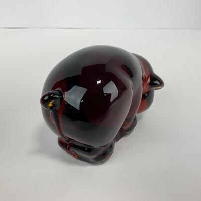 -123- HEISEY | Imperial Amber Glass Momma Pig Sow Figure | With Mark
