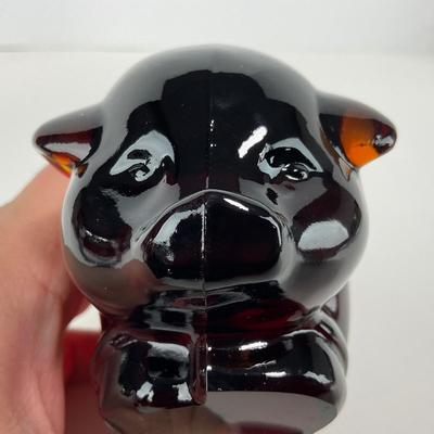 -123- HEISEY | Imperial Amber Glass Momma Pig Sow Figure | With Mark