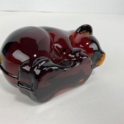 -123- HEISEY | Imperial Amber Glass Momma Pig Sow Figure | With Mark