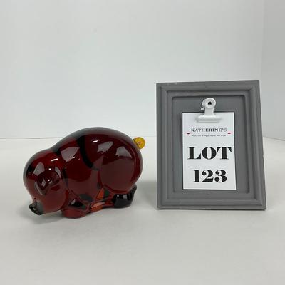 -123- HEISEY | Imperial Amber Glass Momma Pig Sow Figure | With Mark