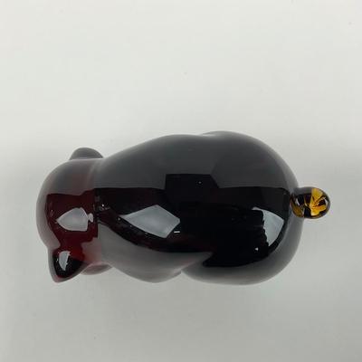 -123- HEISEY | Imperial Amber Glass Momma Pig Sow Figure | With Mark