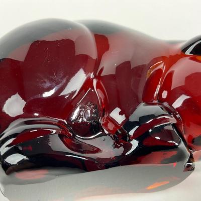 -123- HEISEY | Imperial Amber Glass Momma Pig Sow Figure | With Mark