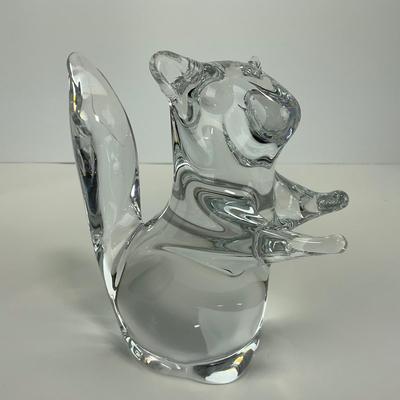 -124- DAUM FRANCE | Crystal Squirrel Figure | Signed