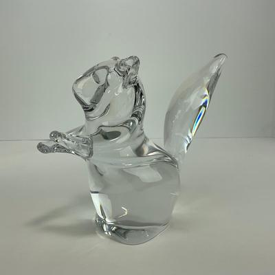 -124- DAUM FRANCE | Crystal Squirrel Figure | Signed