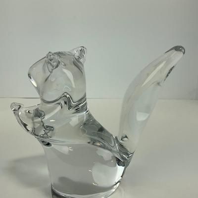 -124- DAUM FRANCE | Crystal Squirrel Figure | Signed