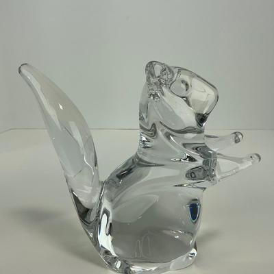 -124- DAUM FRANCE | Crystal Squirrel Figure | Signed