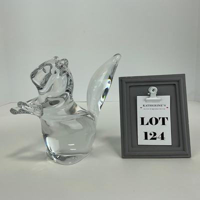 -124- DAUM FRANCE | Crystal Squirrel Figure | Signed