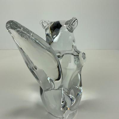 -124- DAUM FRANCE | Crystal Squirrel Figure | Signed