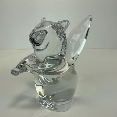 -124- DAUM FRANCE | Crystal Squirrel Figure | Signed