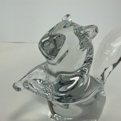 -124- DAUM FRANCE | Crystal Squirrel Figure | Signed