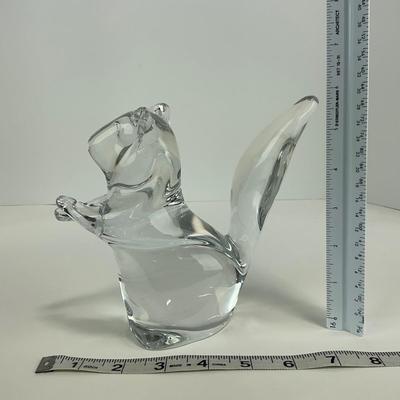 -124- DAUM FRANCE | Crystal Squirrel Figure | Signed