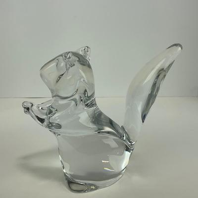 -124- DAUM FRANCE | Crystal Squirrel Figure | Signed