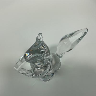 -124- DAUM FRANCE | Crystal Squirrel Figure | Signed