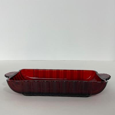 -129- ANCHOR HOCKING | Ruby Red Star Burst Dish