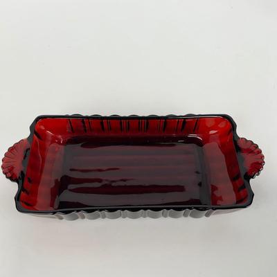 -129- ANCHOR HOCKING | Ruby Red Star Burst Dish