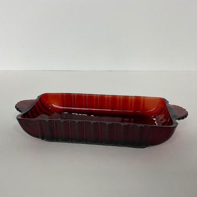 -129- ANCHOR HOCKING | Ruby Red Star Burst Dish