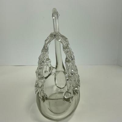 -130- COLLECTIBLE | Clear Glass Swan Basket