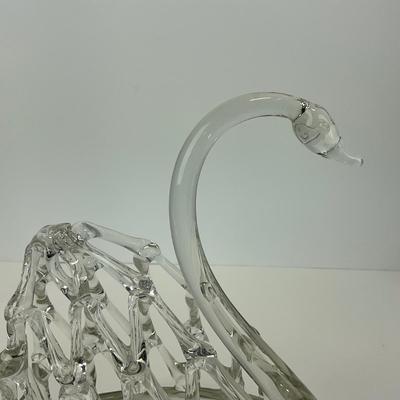 -130- COLLECTIBLE | Clear Glass Swan Basket