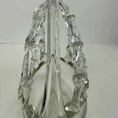-130- COLLECTIBLE | Clear Glass Swan Basket