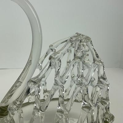 -130- COLLECTIBLE | Clear Glass Swan Basket