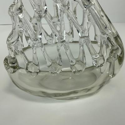 -130- COLLECTIBLE | Clear Glass Swan Basket