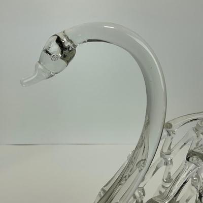 -130- COLLECTIBLE | Clear Glass Swan Basket