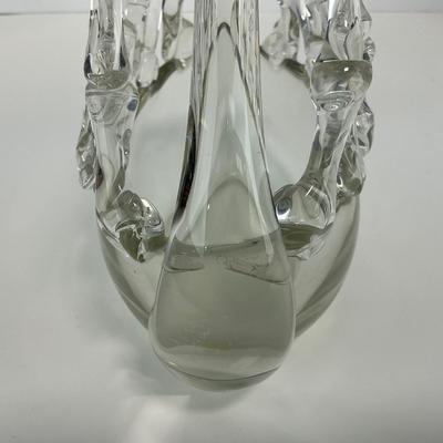 -130- COLLECTIBLE | Clear Glass Swan Basket