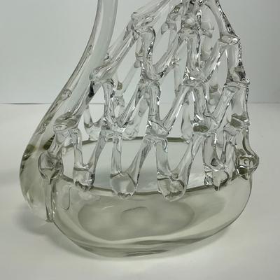 -130- COLLECTIBLE | Clear Glass Swan Basket