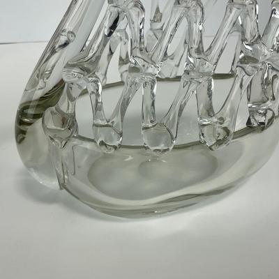 -130- COLLECTIBLE | Clear Glass Swan Basket