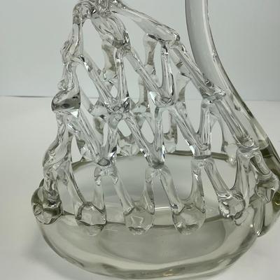 -130- COLLECTIBLE | Clear Glass Swan Basket