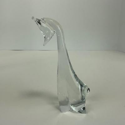 -131- ART GLASS | Clear Glass Giraffe Momma & Baby Figure