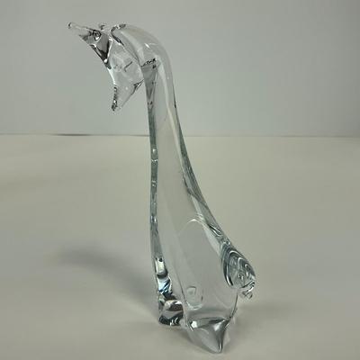 -131- ART GLASS | Clear Glass Giraffe Momma & Baby Figure