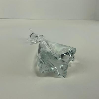 -131- ART GLASS | Clear Glass Giraffe Momma & Baby Figure