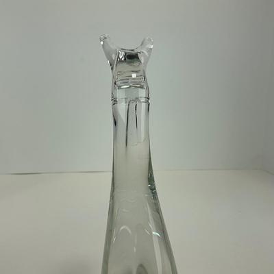 -131- ART GLASS | Clear Glass Giraffe Momma & Baby Figure