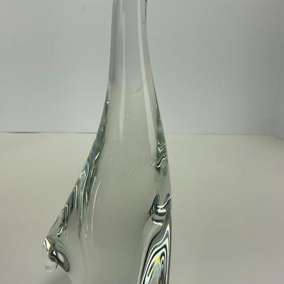 -131- ART GLASS | Clear Glass Giraffe Momma & Baby Figure