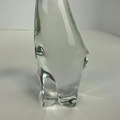 -131- ART GLASS | Clear Glass Giraffe Momma & Baby Figure