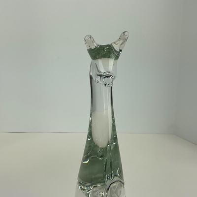 -131- ART GLASS | Clear Glass Giraffe Momma & Baby Figure