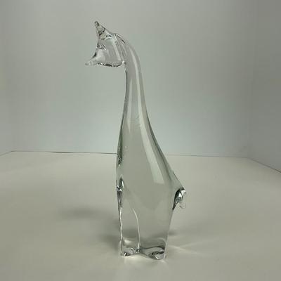 -131- ART GLASS | Clear Glass Giraffe Momma & Baby Figure