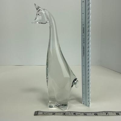 -131- ART GLASS | Clear Glass Giraffe Momma & Baby Figure