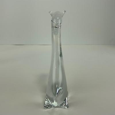 -131- ART GLASS | Clear Glass Giraffe Momma & Baby Figure